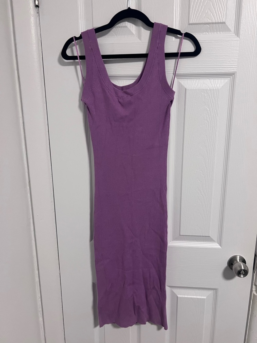 RW&Co Sleeveless Ribbed Purple Midi Dress